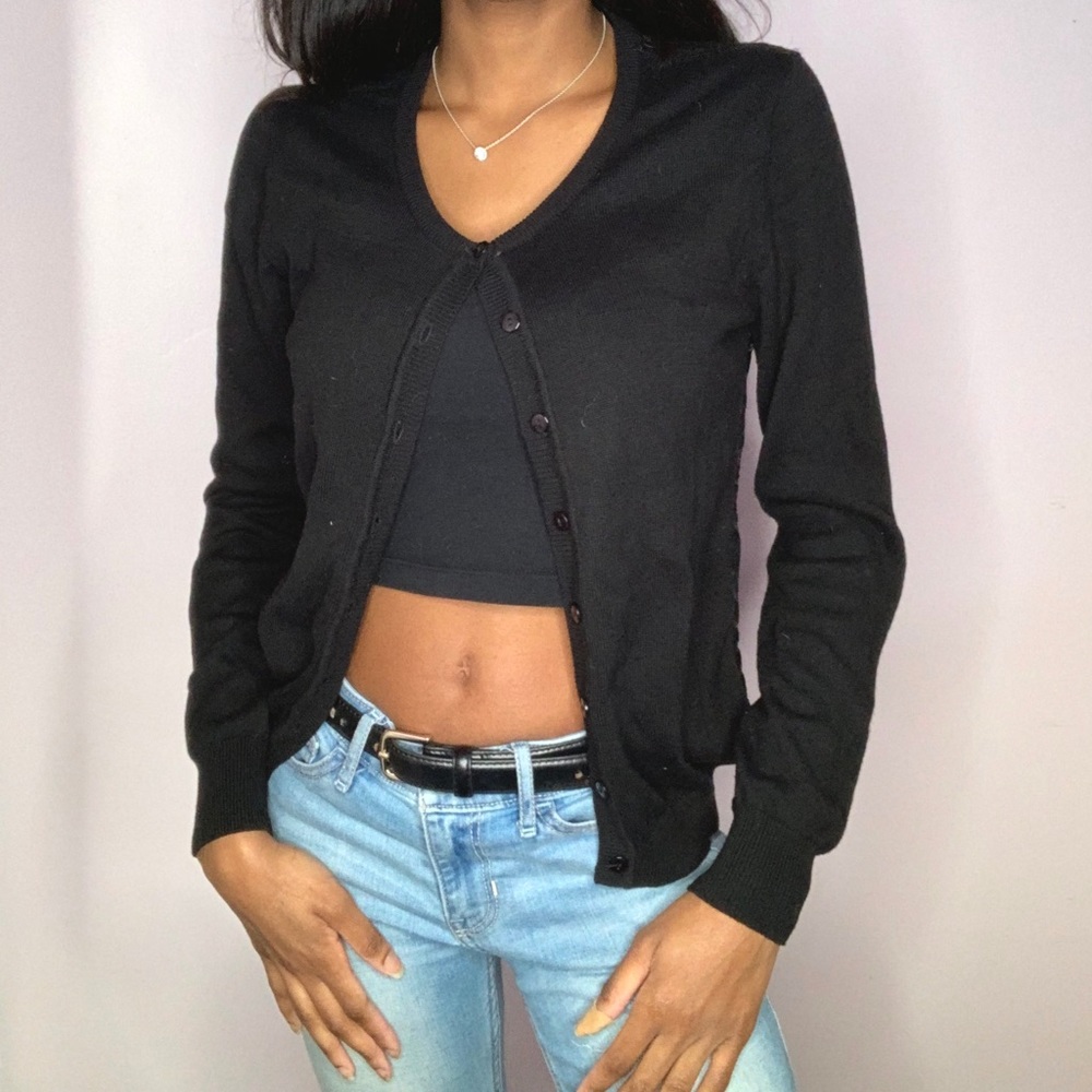 BLACK LACE CARDIGAN SWEATER